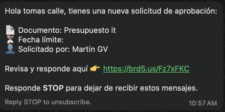 WhatsApp Integration - Document Approval Request